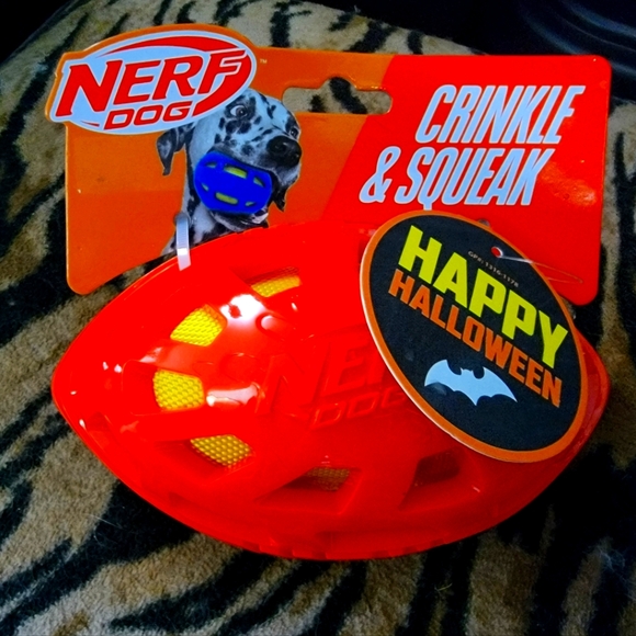 Nerf Dog Football Crinkle Squeak Toy Halloween Theme Ea. - Picture 1 of 4